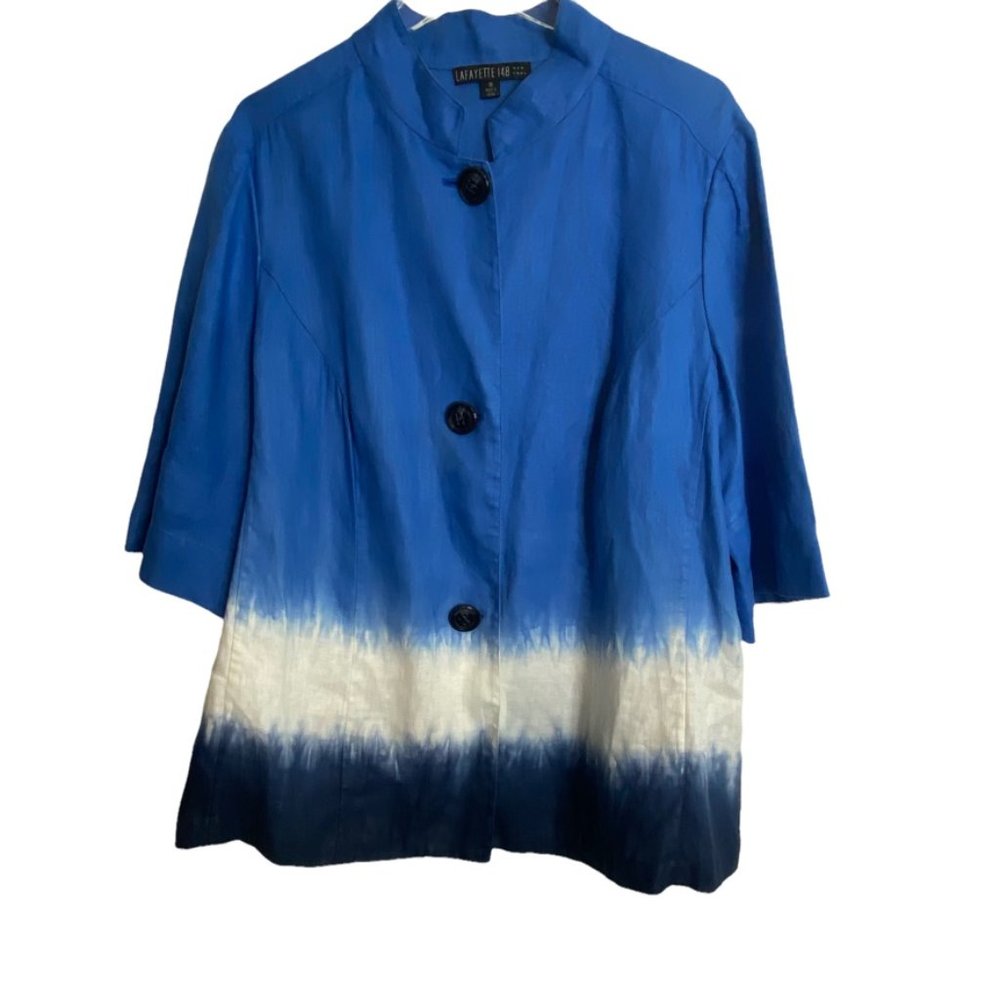 Lafayette 148 100% linen 3/4 sleeve blazer size 18 tie dye